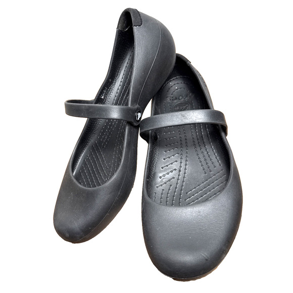Crocs Alice Work Shoes Size 10 Womens Black Mary Jane’s Flats Slip Resistant EUC - Picture 1 of 10